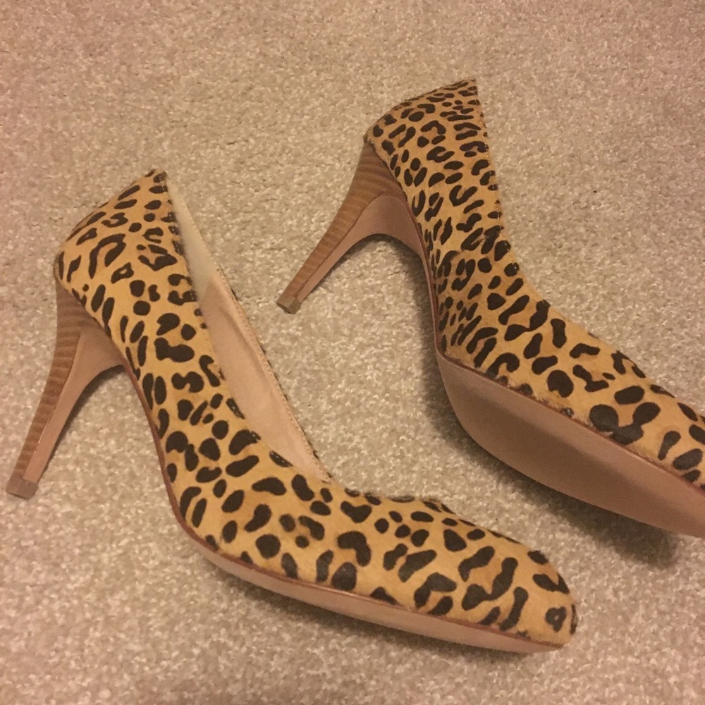 Animal print calf hair heels 10